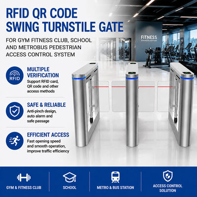 RFID QR Code Schwingflügeltür-Drehkreuz für Fitnessstudio, Fitnessclub, Schule und Metrobus-Zugangskontrollsystem für Fußgänger